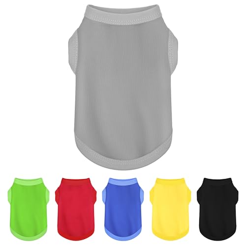 Elevate Your Dog's Fashion Quotient with Colorful and Breathable Sleeveless Cotton Shirts! Perfect Pet Apparel for Small to Medium Dogs Gray XS - color: Grey, size: XS-(2~4.5lb) | Chest(~13.7")