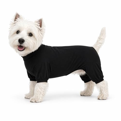 LoveLongLong Dog Jumpsuit with UV Protection and Quick-Dry Fabric for Spring Summer Pet Pajamas Black S - color: Black, size: S (for small dogs)