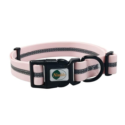 NIMBLE Dog Collar Waterproof Pet Collars Adjustable, Reflective, Durable Flex Poly Coated Nylon Basic Dog Collars 9 Colors in Size S/M/L (Light Pink, Small (9.45”-14.17”inches)) - color: Light pink, size: Small (9.45”-14.17”inches)
