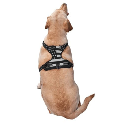 Black Striped Flag Reflective Dog Harness No Pull Soft Vest Harness for Small Medium Large Dog Puppy Pets X-Large Size - color: Black Striped Flag, size: X-Large