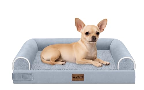 Small Dog Bed Orthopedic Washable: Beds Bolster Small Sized Dogs Bed Egg Crate Foam Couch Sofa Waterproof with Removable Cover - color: Light Grey, size: 24.0"L x 16.0"W x 5.5"Th