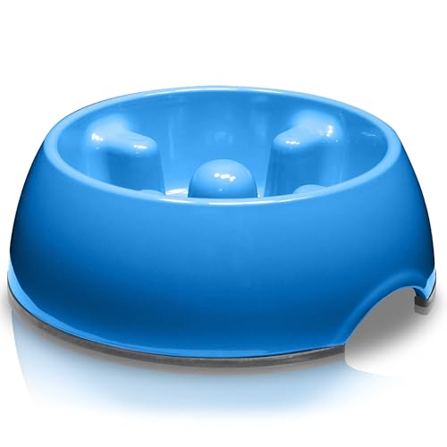 Dogit Go Slow Anti-Gulping Dog Bowl, Blue, X-Small - color: Blue, size: Extra Small