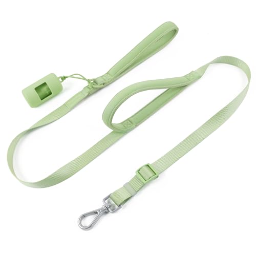 Dog Leash with Two Handles - Soft Padded Handles for Exact Control with Poop Bag Holder, Adjustable Length, Heavy Duty Lead for Medium and Large Dogs (Sage Green, M|4.2 ft-5 ft) - color: Sage Green, size: M
