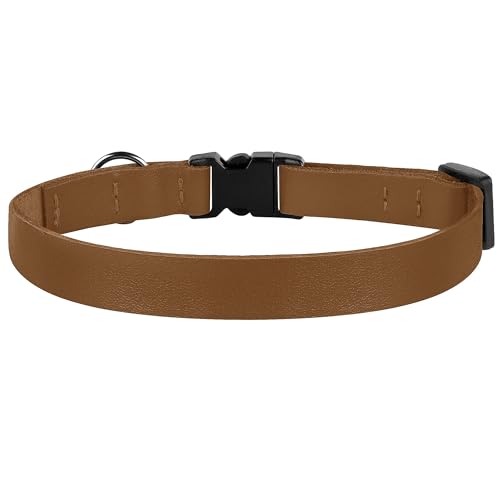 Breakaway Cat Collar with Bell - Leather Adjustable Kitten Collars with Safety Quick Release Buckle - Soft Small Pet Collars for Girl & Boy Cats (Brown) - color: Brown