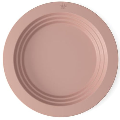 EcoLeo Whisker Friendly Cat Food Dish, Platinum Silicone, LFGB Certified Non-Toxic, CKD, Anti Whisker Fatigue, Low Profile, Shallow, Non Slip, Cat Dog Kitten Feeding Dish_Pink - color: Blush
