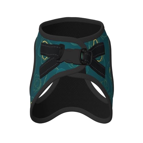 Double Padded Dog Harness Vest Set, Gold Glitter Watercolor Ink Splash Paint Teal Green Marble, Choke-Free Reflective Straps with Easy Neck Adjustment, Small Medium Pet Walking - color: Style (521), size: Small