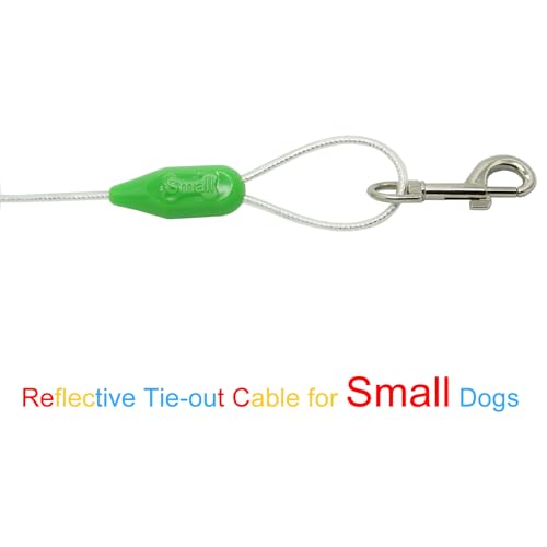 Petest 15ft Reflective Tie-Out Cable for Small Dogs Up to 35 Pounds - color: Green & Silver, size: 35lbs15ft