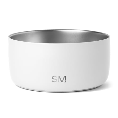 Simple Modern Stainless Steel Pet Water Bowl for Dogs & Cats | Reusable Insulated Stainless Steel Food Bowls for Dog Cat | No Tip No Slip BPA Free | Bentley Collection | Medium (32oz) | Winter White - color: -Winter White, size: 4 Cups