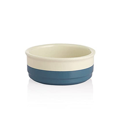 Sweejar Ceramic Dog Bowls, Dog Food Dish for Small Dogs and Cat, Heavy Duty Porcelain Pet Bowl for Canned Food and Water 17 Fl Oz （Fog Blue） - color: Fog Blue, style: Two-tone,5.5"x 2.2"(16 Fl Oz)