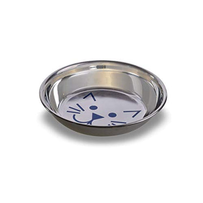 Van Ness Pets Whisker-Friendly Stainless Steel Cat Bowl, Wide Saucer Style Dish, 8 OZ, Natural - size: 8 Ounce