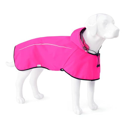 Mile High Life Dog Raincoat, Adjustable Waterproof Pet Rain Jacket, Reflective Hooded Poncho for Small Medium Large Dogs, Lightweight Breathable Pet Rain Coat (Hot Pink,S Chest 18"-22") - color: Hot Pink, size: Small