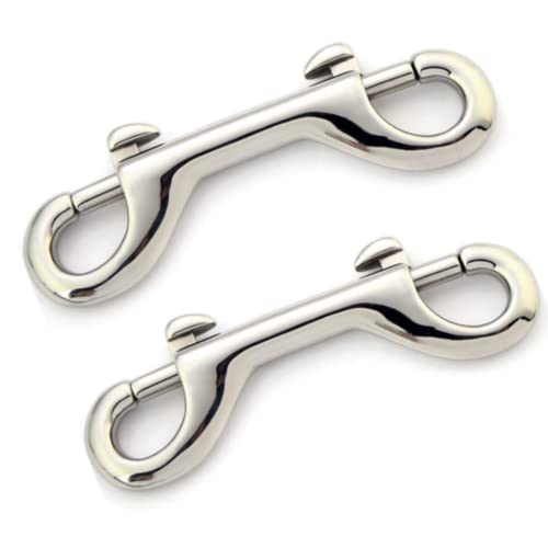 2 Pcs Double Ended Lead for Dogs, Bolt Snap Hooks Zinc Alloy Double End Clip Silver Diving Clip Trigger Snaps for Diving Dog Leash Key Chain Horse Tack Pet Feed Buckets