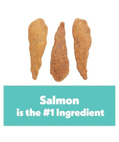 Wiggles & Wags Meaty Strips Dog Treats, Salmon Flavor, 16 oz with DN Essentials Bone Shaped Waste Bag Dispenser & Free Roll