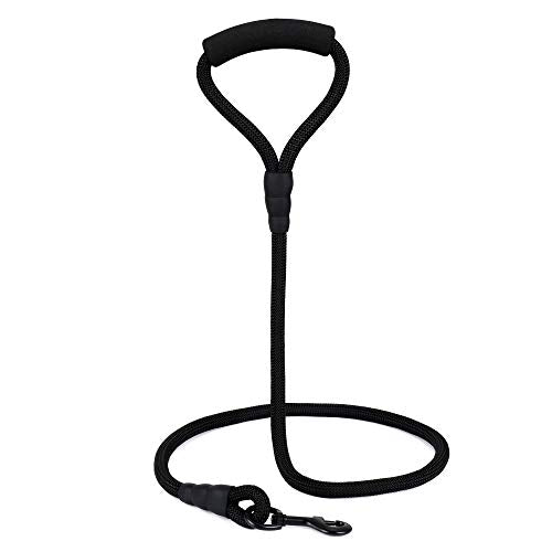 Mile High Life Dog Leash with Comfortable Padded Handle, Black Nylon Rope Leash, Heavy Duty 5 Feet Dog Leashes (Black) - color: Nylon Rope - Black, size: 5 Feet