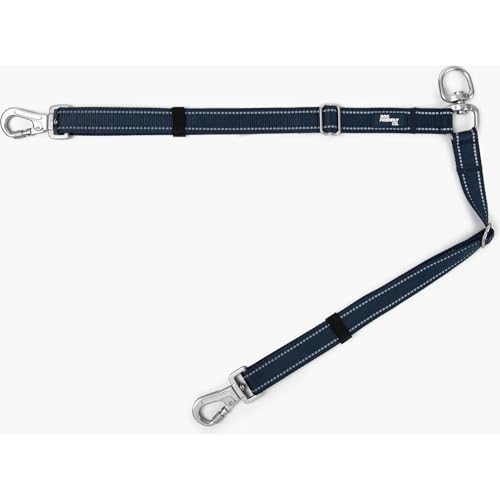 Dog Friendly Co. Leash Splitter | Walk Two Dogs | Complete Control - 360° Swivel, Tangle Free, Adjustable Length, Reflective Webbing, Heavy Duty Clips | Navy - color: Navy