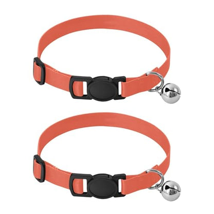 2 Pack Cat Collars Tomato Cat Collar with Bell, Adjustable 10.6 to 17.1 Inches - color: Tomato
