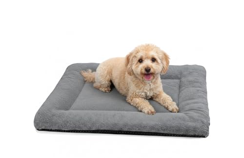 Dog Crate Pad Washable, Plush 24 x 18 Inch Anti-Slip Kennel Mat for Small Dogs, Puppies & Cats, Fits Wire or Metal Crates, Dark Grey - color: Dark Grey, size: 24.0"L x 18.0"W x 1.5"Th
