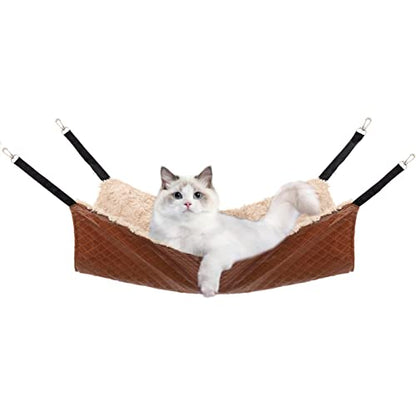Cat Hammock Bed, Large Reversible Cat Cage Hammock Hanging Soft Pet Bed for Kitten Ferret Puppy or Small Pet