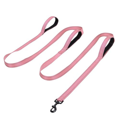 Jiozermi 10ft Dog Leash with 3 Handles, Heavy Duty Dog Lead with Padded Traffic Handle, Reflective Stitching Large Leash for Running Walking Training(Hot Pink) - color: Hot Pink