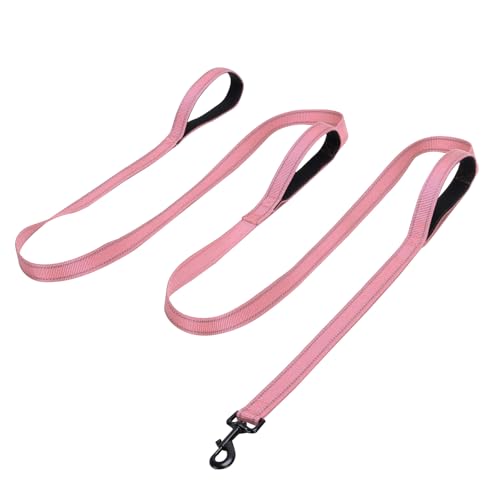 Jiozermi 10ft Dog Leash with 3 Handles, Heavy Duty Dog Lead with Padded Traffic Handle, Reflective Stitching Large Leash for Running Walking Training(Hot Pink) - color: Hot Pink