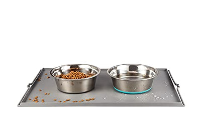 PEGGY11 Deep Stainless Steel Anti-Slip Dog Bowls with Silicone Mat - 2 Bowls + Mat, 6 Cups - size: 6 Cups