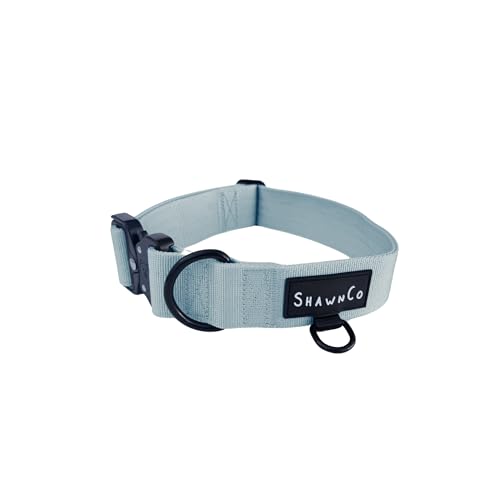 ShawnCo Basecamp Dog Collar- Premium, Adjustable, Heavy-Duty Nylon Tactical Dog Collar with Metal Buckle for Medium and Large Dogs (Moonglow, S) - color: Moonglow, size: S- No Handle