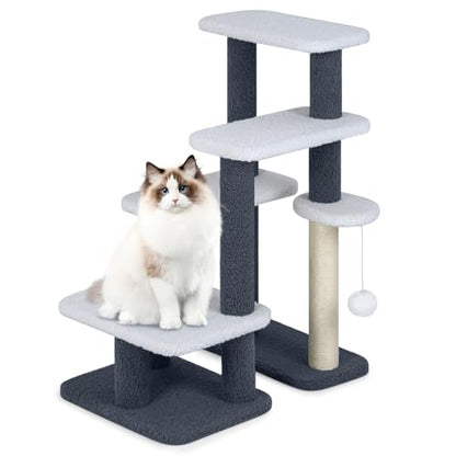 PETSITE 30-inch Small Cat Tree, Multi-Level Modern Cat Stairs with Sisal Scratching Post, Hanging Ball, and Multiple Jumping Platforms
