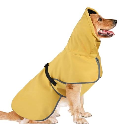 Large Dog Raincoat Waterproof - Adjustable Dog Poncho Raincoat Lightweight Rain Jacket with Soft Lining for Large Dog Yellow (X-Large) - size: X-Large
