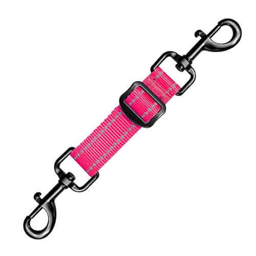 Dog Collar Safety Clip, Reflective Double-Ended Backup Connector for Harness to Collar, Adjustable Safety Clip for Prong, Pinch Collars, Prevents Escapes & Accidental Disconnection - color: Pink, size: M
