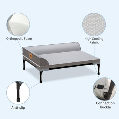 Elevated Cooling Dog Bed, Orthopedic Pet Bed for Large Dogs, Removable Washable Cover, Indoor & Outdoor Raised Pet Bed with Breathable Mesh, Size: 42"*30"*7" - size: Large