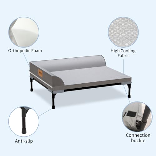 Elevated Cooling Dog Bed, Orthopedic Pet Bed for Medium Dogs, Removable Washable Cover, Indoor & Outdoor Raised Pet Bed with Breathable Mesh, Size: 32"*25"*7" - size: Medium