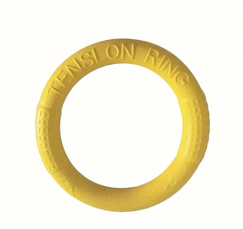 Dog Flying Disc, Premium Quality Flyer Dog Toy for Outdoor & Indoor Fun, Tension Ring Dog Toy for Throwing, Catching, Swimming & Training (Yellow, 6.4 in)