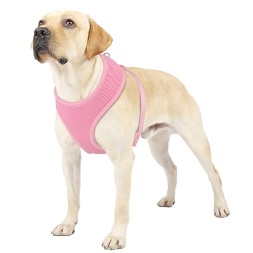 MoNiBloom Dog Harness for Large Sized Dog, Soft Puppy Padded Vest for Walking, Running, Training - Pink, XL - color: Pink, size: XL