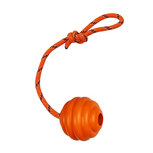 K9 Training Ball with Rope - Indestructible Dog Toy for Training, Pull, Throw, Tug & Fetch - Belgian Malinois Gifts (Pure Orange) - color: Pure Orange