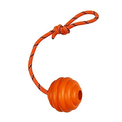 K9 Training Ball with Rope - Indestructible Dog Toy for Training, Pull, Throw, Tug & Fetch - Belgian Malinois Gifts (Pure Orange) - color: Pure Orange