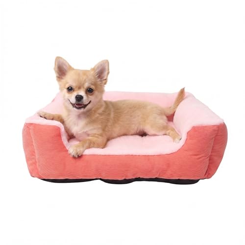Tiny Dog Bed 18 Inch for Extra Small Dogs, Soft Rectangle Puppy Bed with Plush Surface, Washable Small Pet Bed,Pink - color: Pink, size: 18"x14"x4"