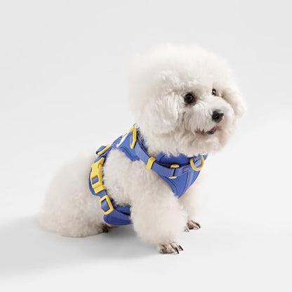 HNS1001C Arlo Small Adjustable Soft Padded No Pull Pet Harness with 3 Buckles and 3 Leash Clips, Curaçao - color: Dark Blue, size: Small (Chest: 14 - 22")