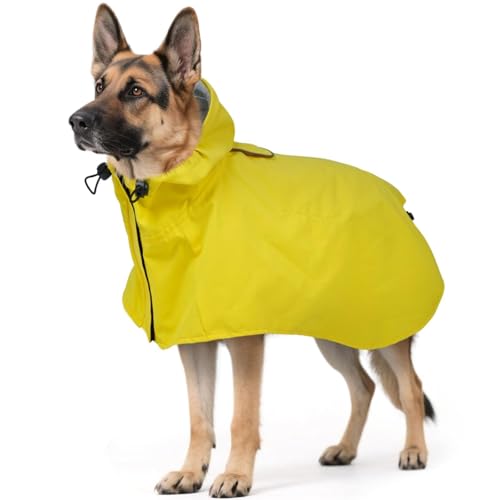 Dog Raincoat for Large Dogs, Adjustable Clear Hooded Dog Rain Jacket, Waterproof Dogs Rain Coat Poncho with Reflective Strips for Labrador, Golden Retriever, German Shepherd, Yellow,3XL - color: Yellow, size: XXX-Large