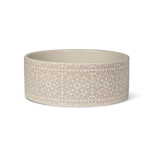 Fringe Studio Sevilla Tile Sand Medium Ceramic Imprinted Pet Bowl (6.5" Diameter x 2.5" H, 26 fl.oz.), PetShop Collection (785MD001) - color: Sevilla Tile Sand, size: Medium