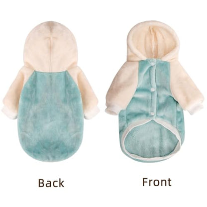 FabriCastle Dog Hoodie Sweater for Small Dogs Boy and Girl, Small Dog Clothes XS XXS Puppy Sweatshirt, Pet Outfit, Cat Clothing Super Soft Warm Snap On Closure (Green-Cream, X-Small) - color: Green-Cream, size: X-Small