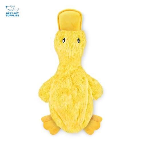 Best Pet Supplies Interactive Squeaky Dog Chew Toy, Ideal Dog Toys for Chewers, Small, Medium & Large Dogs, and Fetch Lovers - Crinkle Duck (Yellow), Large - color: Crinkle Duck (Yellow), size: Large
