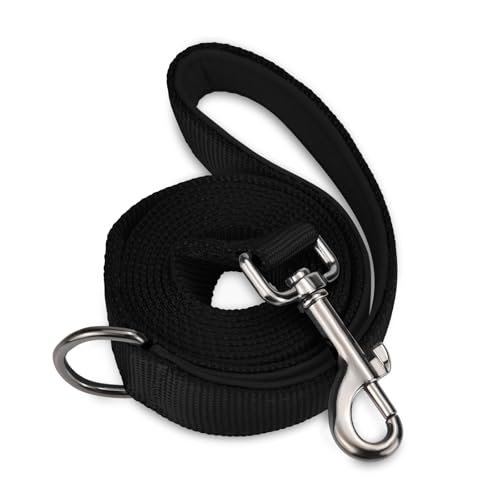 AUDWUD Soft Padded Handle Dog Leash,Relieve Hand Pressure;Portable,Strong,High Tensile Strength,Suitable for Small and Medium Sized Dog Walking Leash - color: Obsidian black, size: 6 ft
