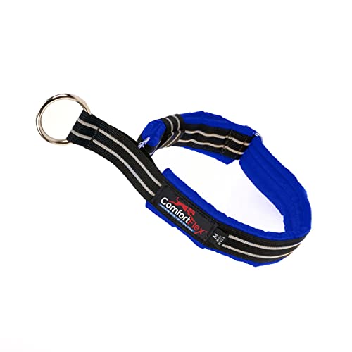 ComfortFlex Premium Padded Martingale Dog Collar – Reflective Waterproof Slip-On Limited Slip Collar for Gentle Control & Escape Prevention - Large, Mariner Blue - color: Mariner Blue, size: Large