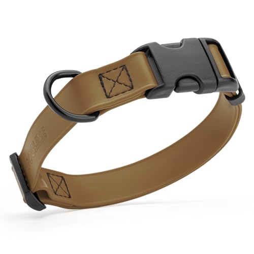 Dogline Biothane Waterproof Dog Collar with Quick Release Buckle Strong Coated Nylon Webbing with Odor- Proof for Easy Care Easy to Clean Fits Small Medium Large Dogs, Coyote Brown 1" W 15-25" L - color: Coyote Brown, size: 1"W by 15-25"L