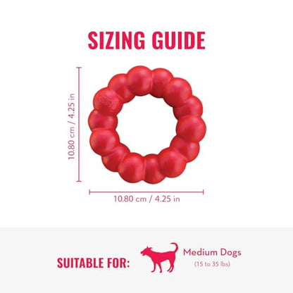 KONG Ring & Goodie Ribbon - Durable Rubber Treat-Dispensing Chew Toy for Dental Health - for Medium Dogs - size: Medium