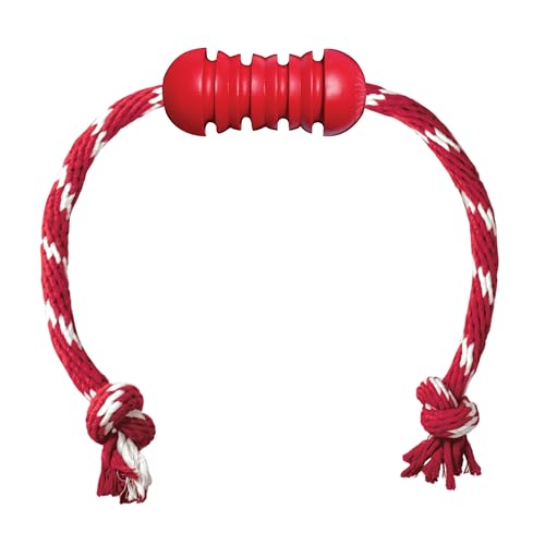 KONG Dental with Rope- for Dog Dental Care - Stuffable Chew Toy - Provides Chewing Outlet & Satisfies Instinctual Needs - Cleans Teeth & Gums - Made with Durable Natural Rubber - for Small Dogs - size: Small (Pack of 1)