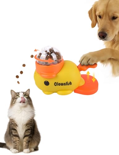 Dog Treat Dispenser Puzzle Toy, Interactive Slow Feeder Bowl for Cats and Dogs, Mental Stimulation Enrichment Toy, Indoor Pet Feeder with Silicone Mat to Keep Pets Busy,Multiple Colors (Yellow) - color: yellow