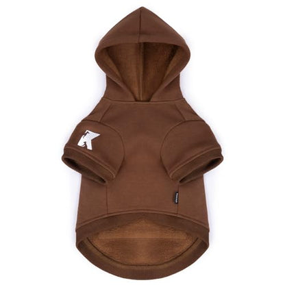 Dog Hoodie & Cat Sweater, Warm Fleece Hooded Soft Winter Sweatshirt for All Breeds, Cozy Pet Clothes, Brown, S - color: Brown, size: S-(2~7lb) | Chest(~13")