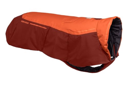 Ruffwear, Vert Dog Winter Jacket, Insulated Waterproof Dog Coat with Harness Leash Portal, Breathable Design with Leg Loops, Windproof Extended Coverage, Reflective Trim, Canyonlands Orange, XX-Small - color: Canyonlands Orange, size: XX-Small