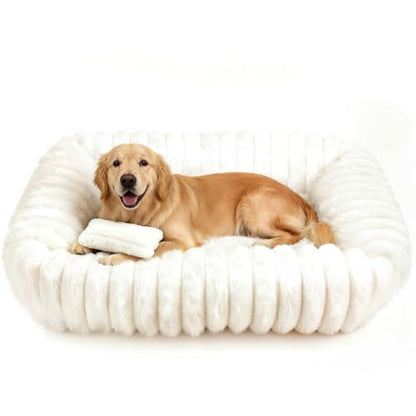 Dog Beds Large Sized Dog, Washable Self Warming Dog Cat Bed Rectangle Orthopedic Large Pet Sofa, Super Soft Plush Rabbit Fur Pet Couch Cute Cat Bed with Removable Zipper Cover & Anti-Slip Bottom - size: 36*8*8 inches